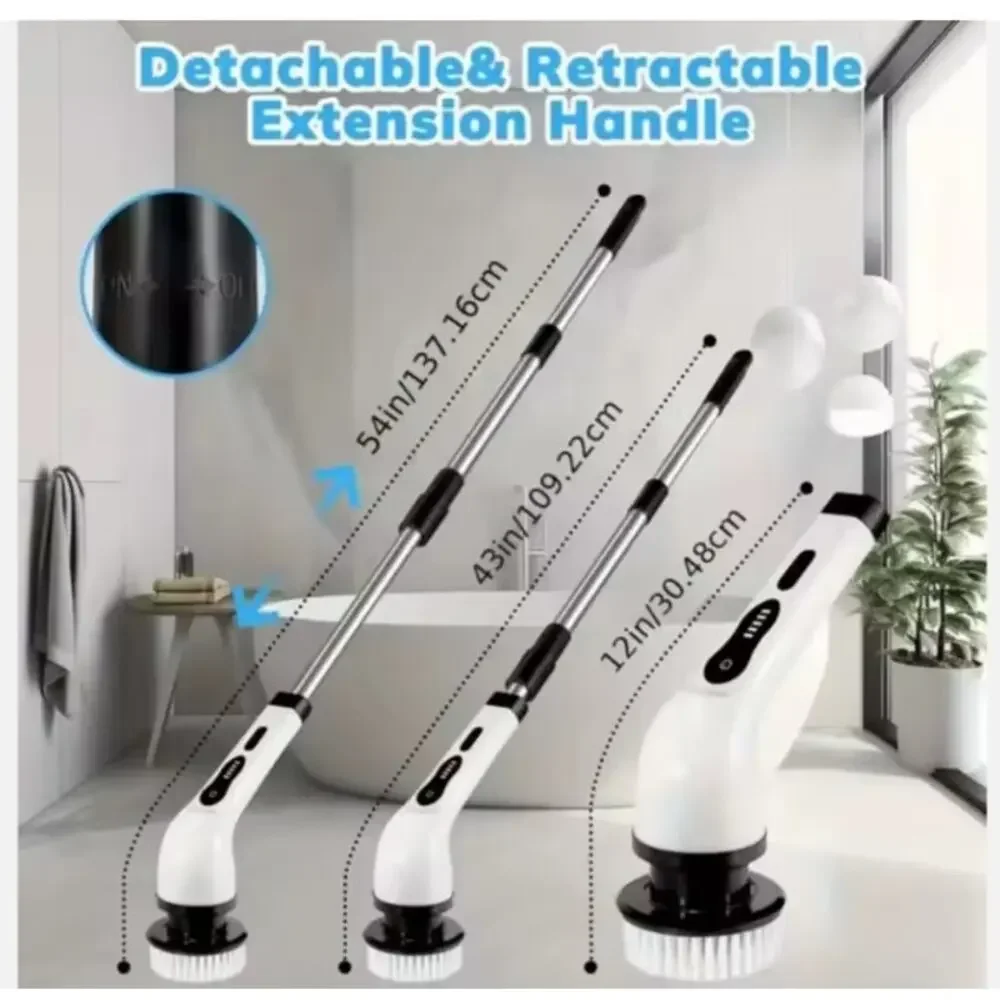 9 In 1 Electric Cleaning Brush Cordless Spin Scrubber USB C New